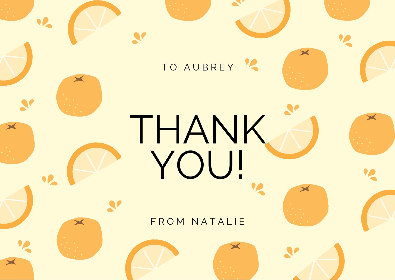 Oranges Thank You Card Oranges Thank You Card