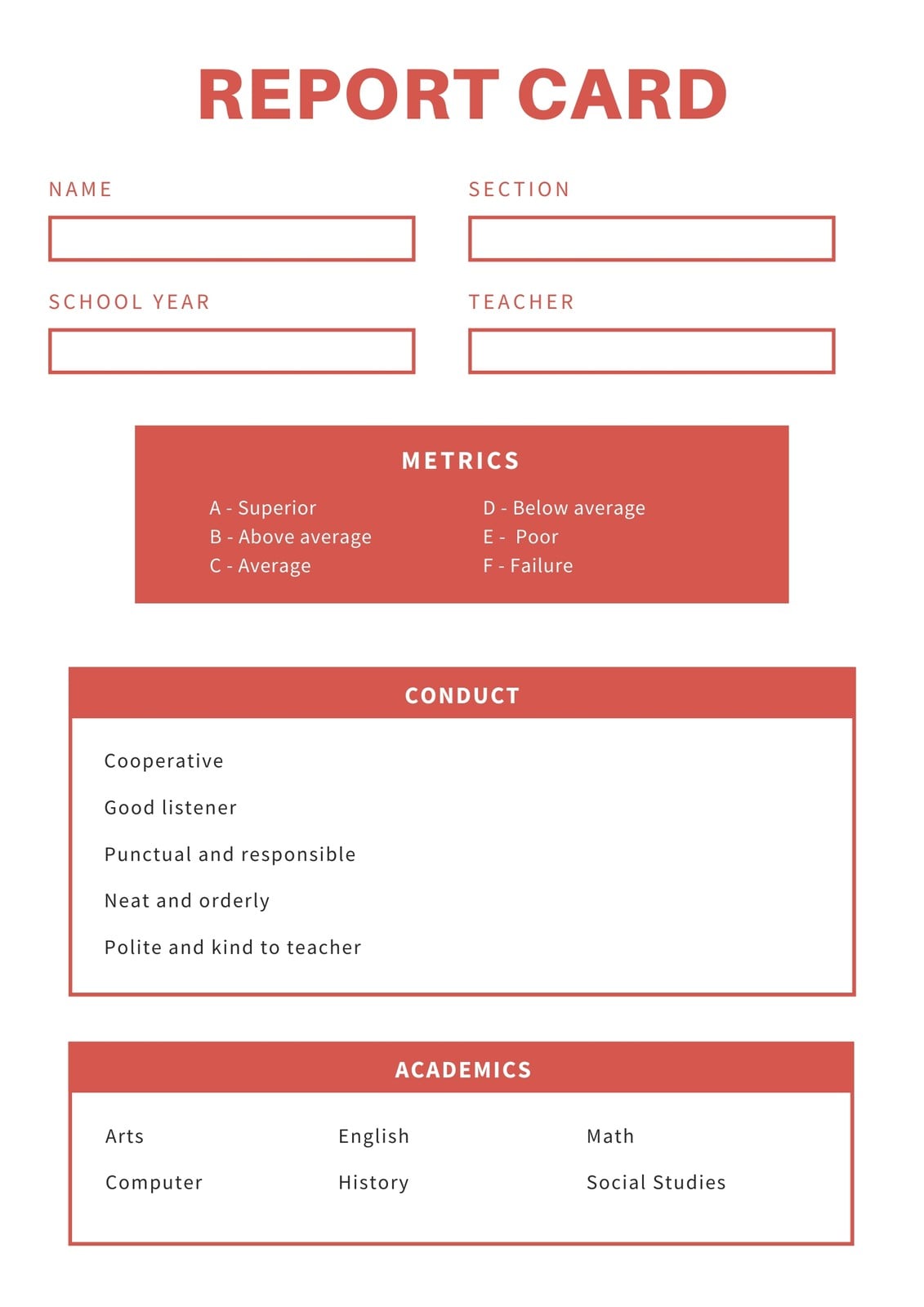 Free, printable, customizable report card templates | Canva