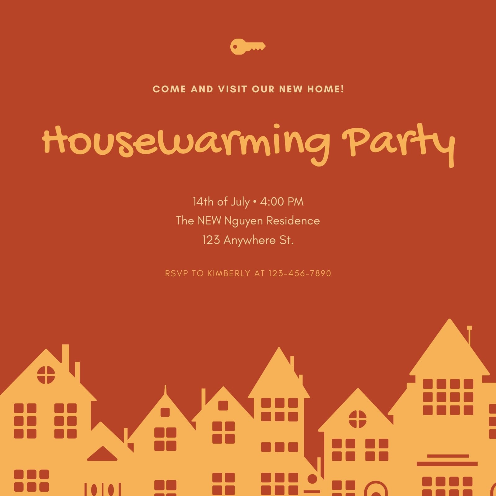 Orange Housewarming Party Invitation Orange Housewarming Party Invitation