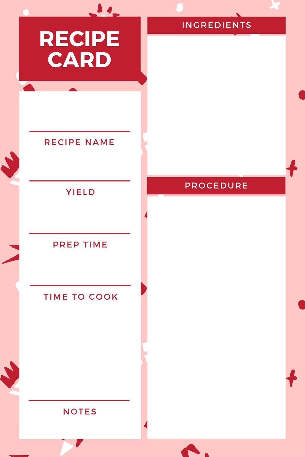 Red Pattern Recipe Card Red Pattern Recipe Card