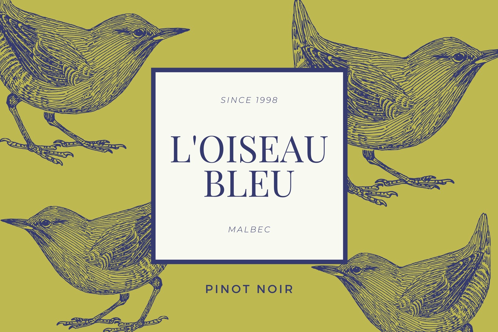 Purple Colourful Birds and Leaves Wine Label Purple Colourful Birds and Leaves Wine Label