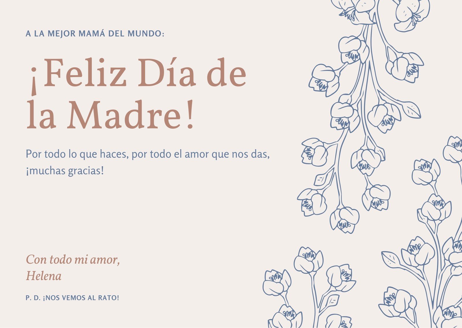 Tarjeta Para el Día de las Madres con Ilustración de Flores
