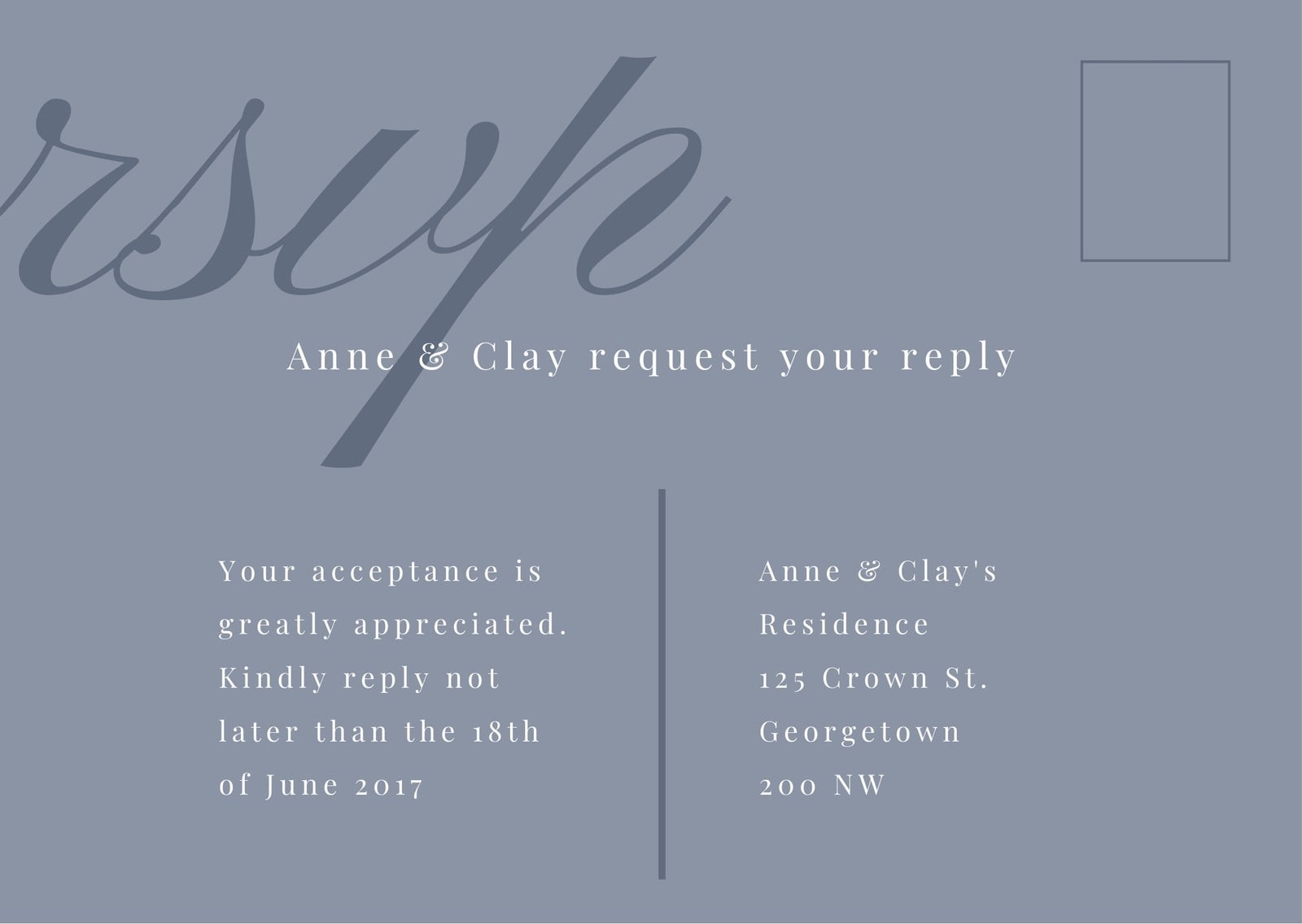 Minimalist RSVP Postcard Minimalist RSVP Postcard