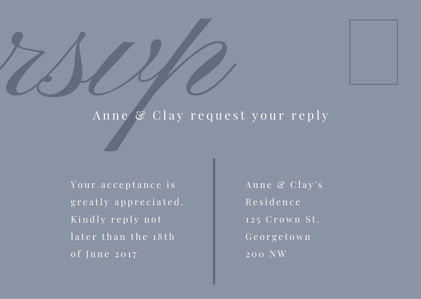 Minimalist RSVP Postcard Minimalist RSVP Postcard