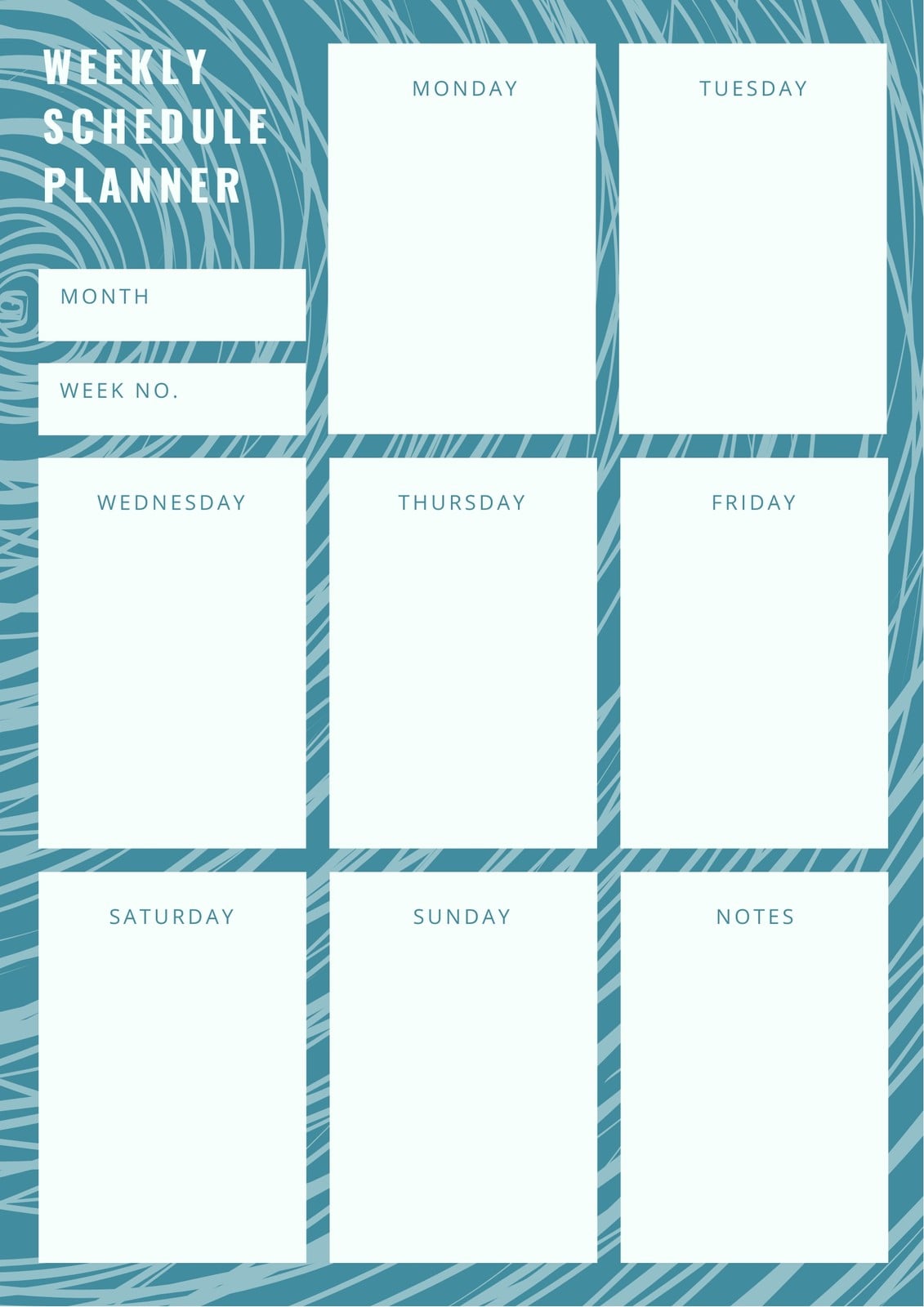 Blue Wave Pattern Weekly Schedule Planner Blue Wave Pattern Weekly Schedule Planner