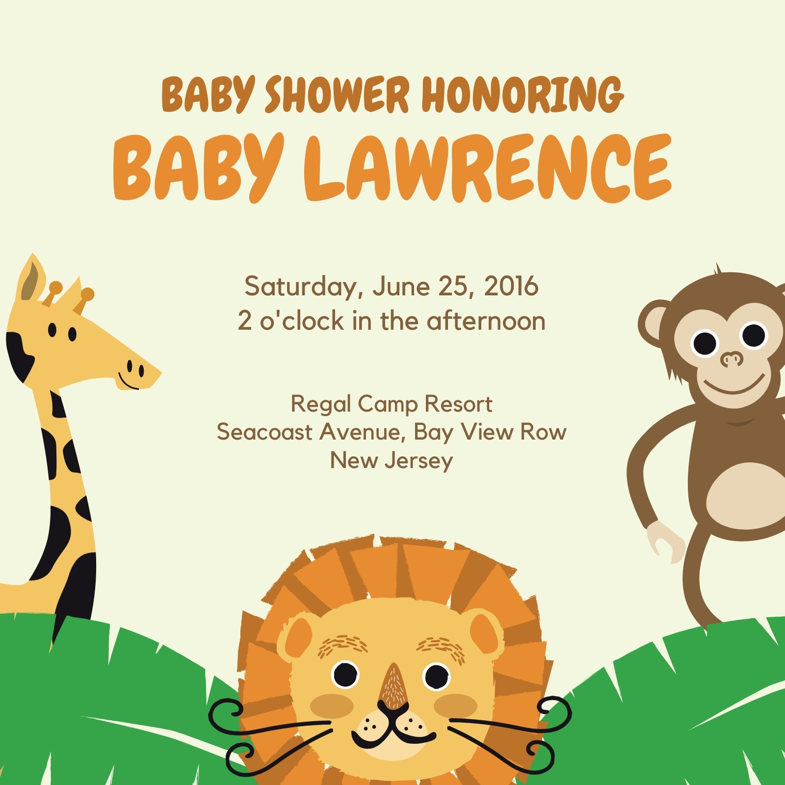 Safari Baby Shower Invitation