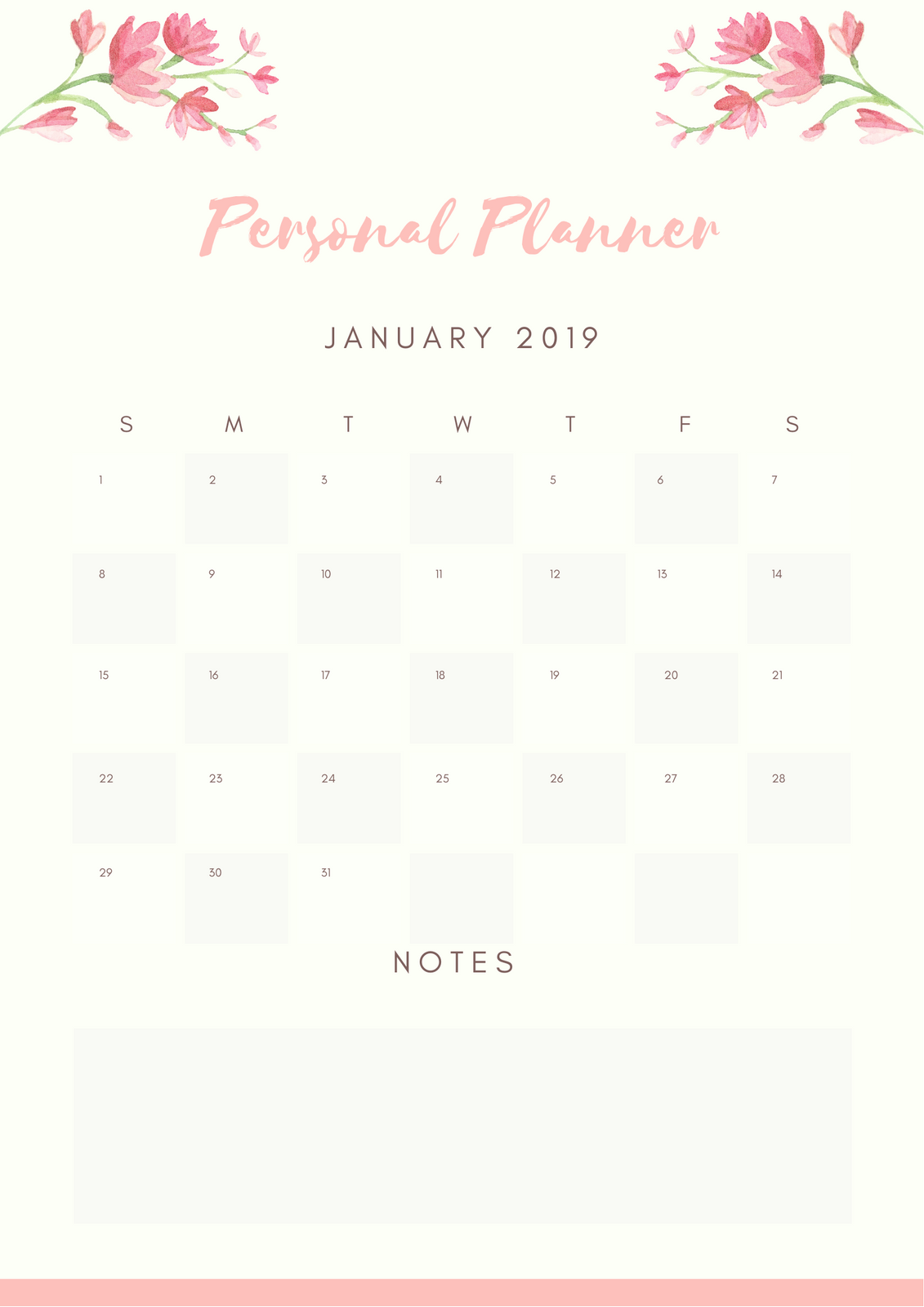Pastel Pink Floral Border Personal Planner Pastel Pink Floral Border Personal Planner