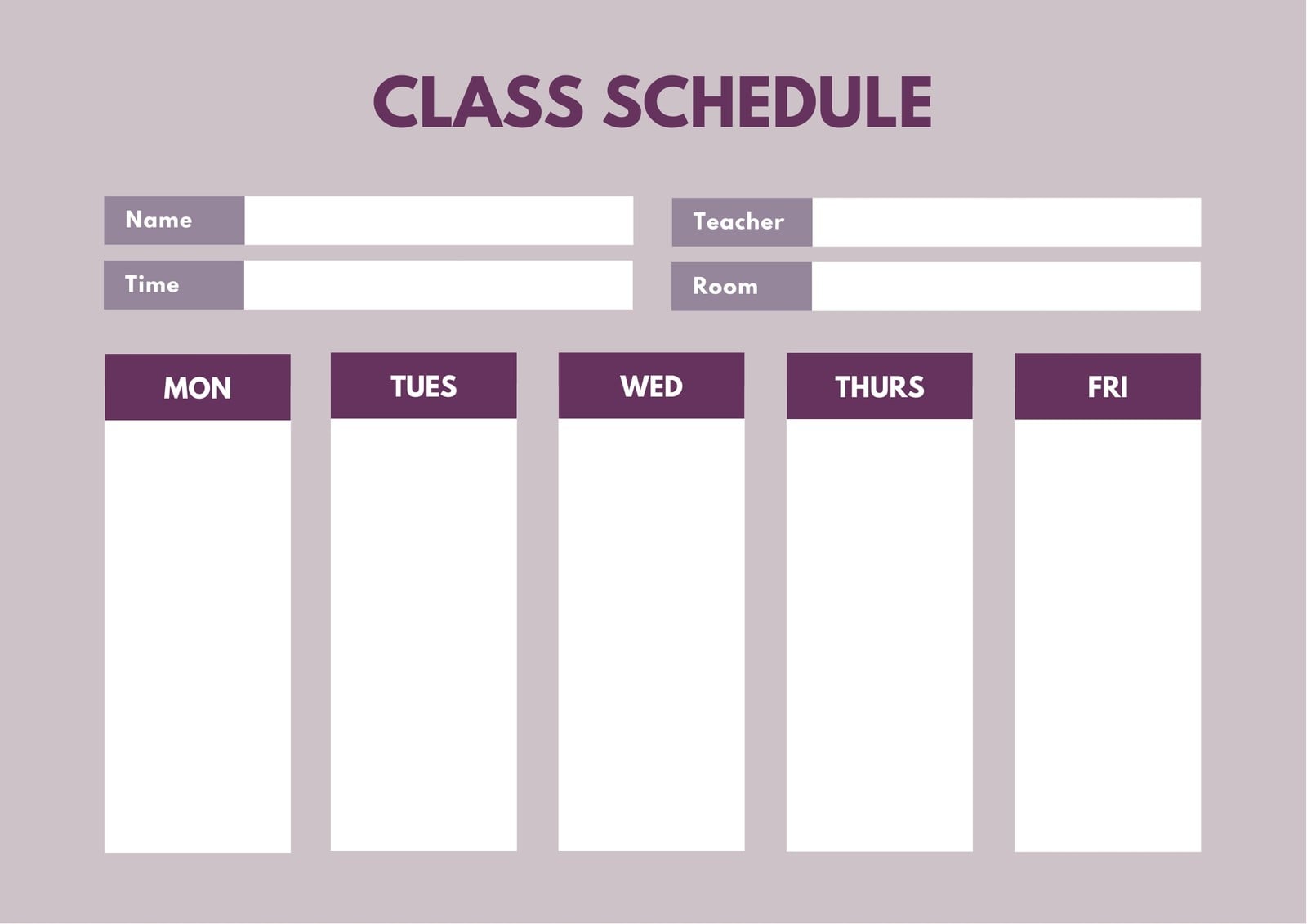Violet Simple Class Schedule Violet Simple Class Schedule