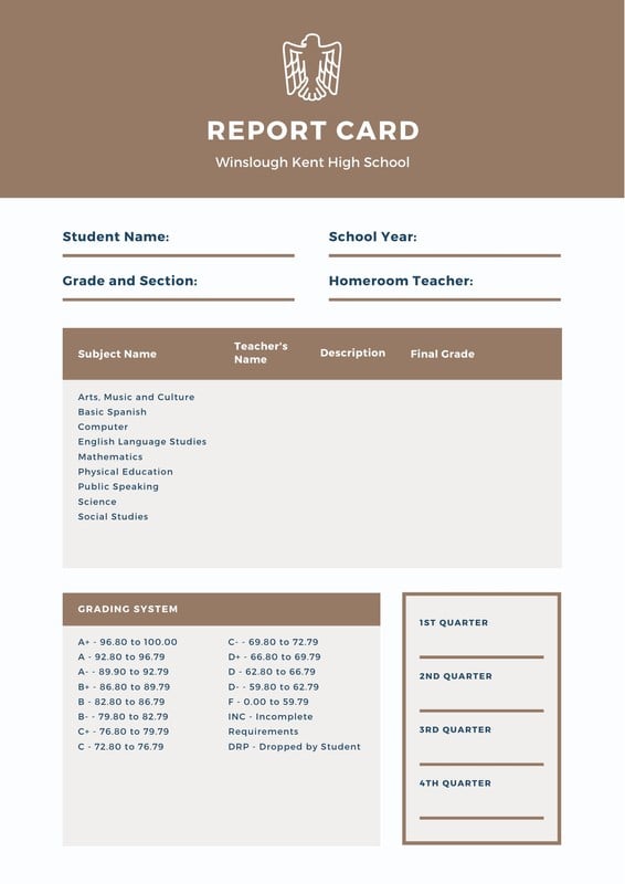 Free and printable high school report card templates | Canva Free and printable high school report card templates | Canva