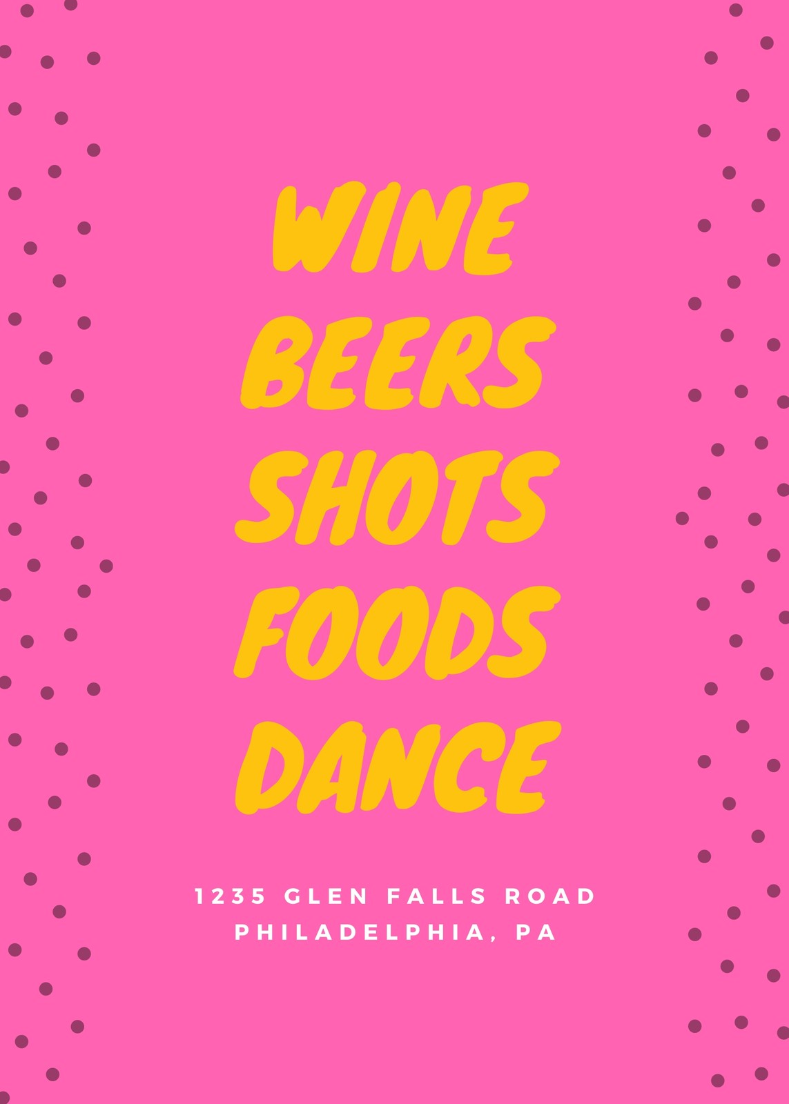 Purple Wines & Bottle Dots Bar Flyer Purple Wines & Bottle Dots Bar Flyer