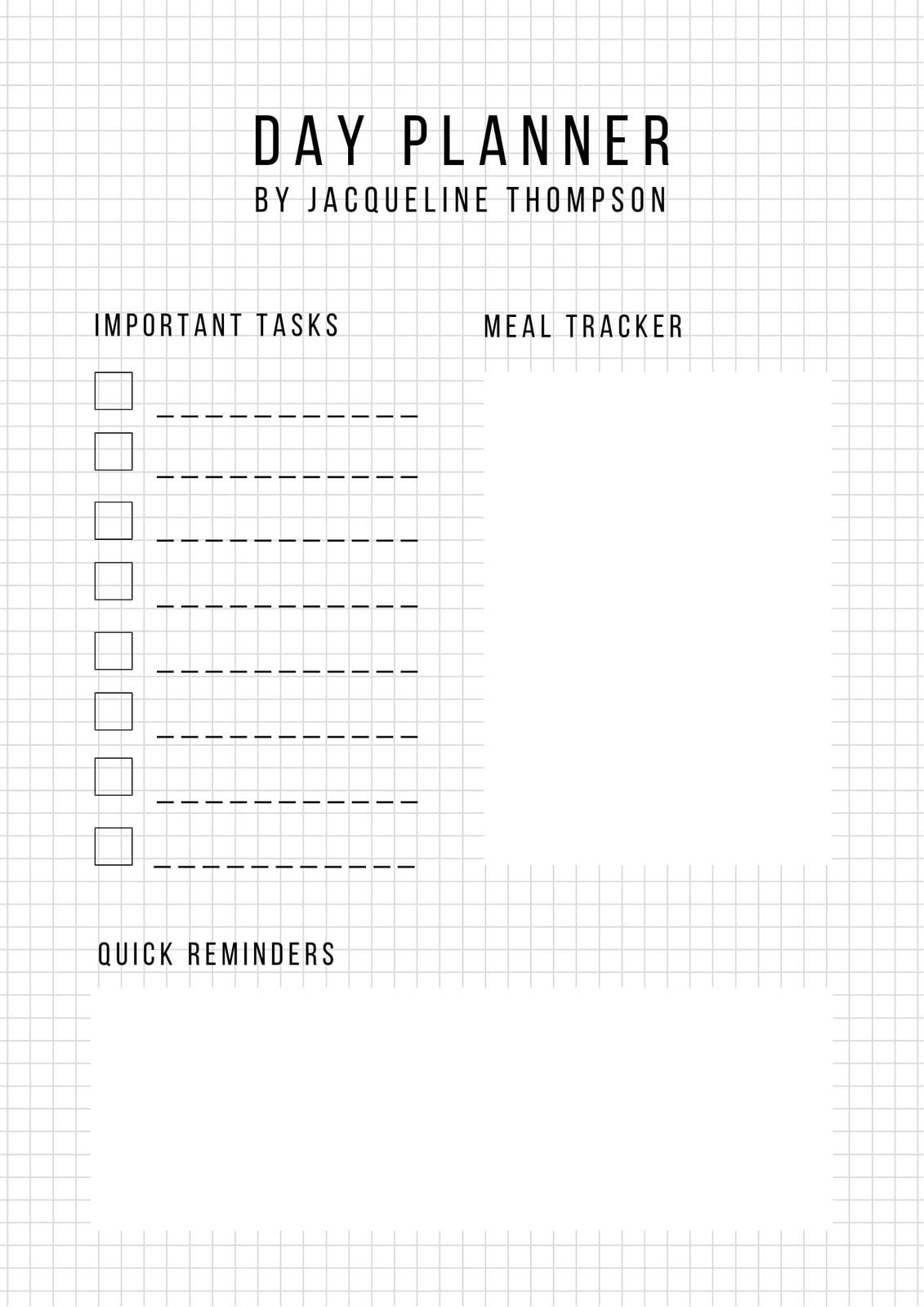 Minimalist Grid General Daily Planner Minimalist Grid General Daily Planner