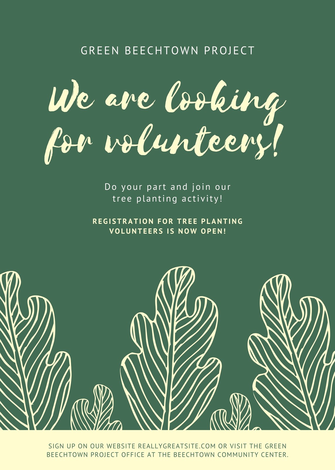 Green Trees Illustration Volunteer Flyer