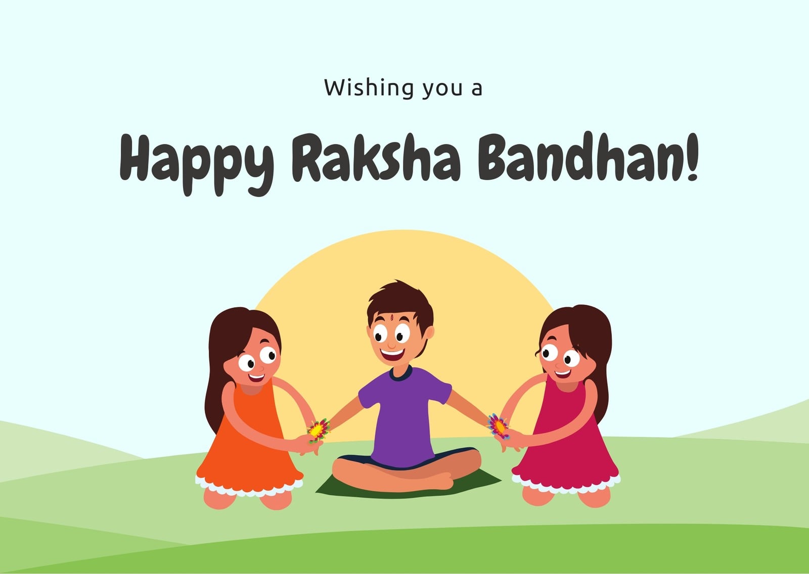 Blue and Green Illustration Raksha Bandhan Card Blue and Green Illustration Raksha Bandhan Card