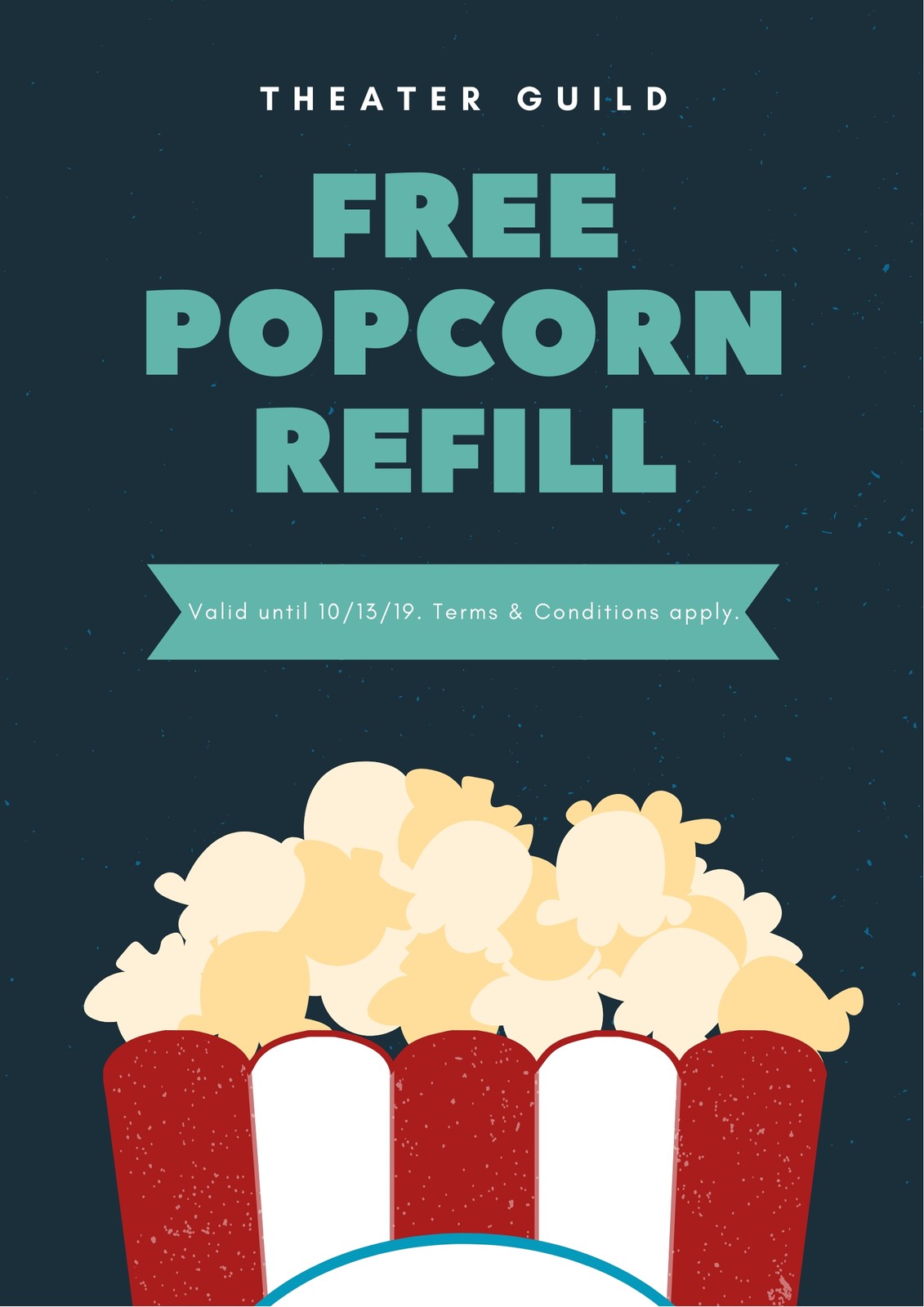 Dark Blue Popcorn Graphic and Grunge Texture Coupon Dark Blue Popcorn Graphic and Grunge Texture Coupon