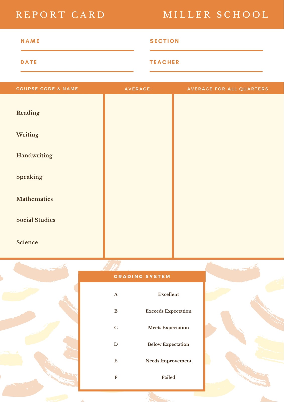 Free printable middle school report card templates | Canva