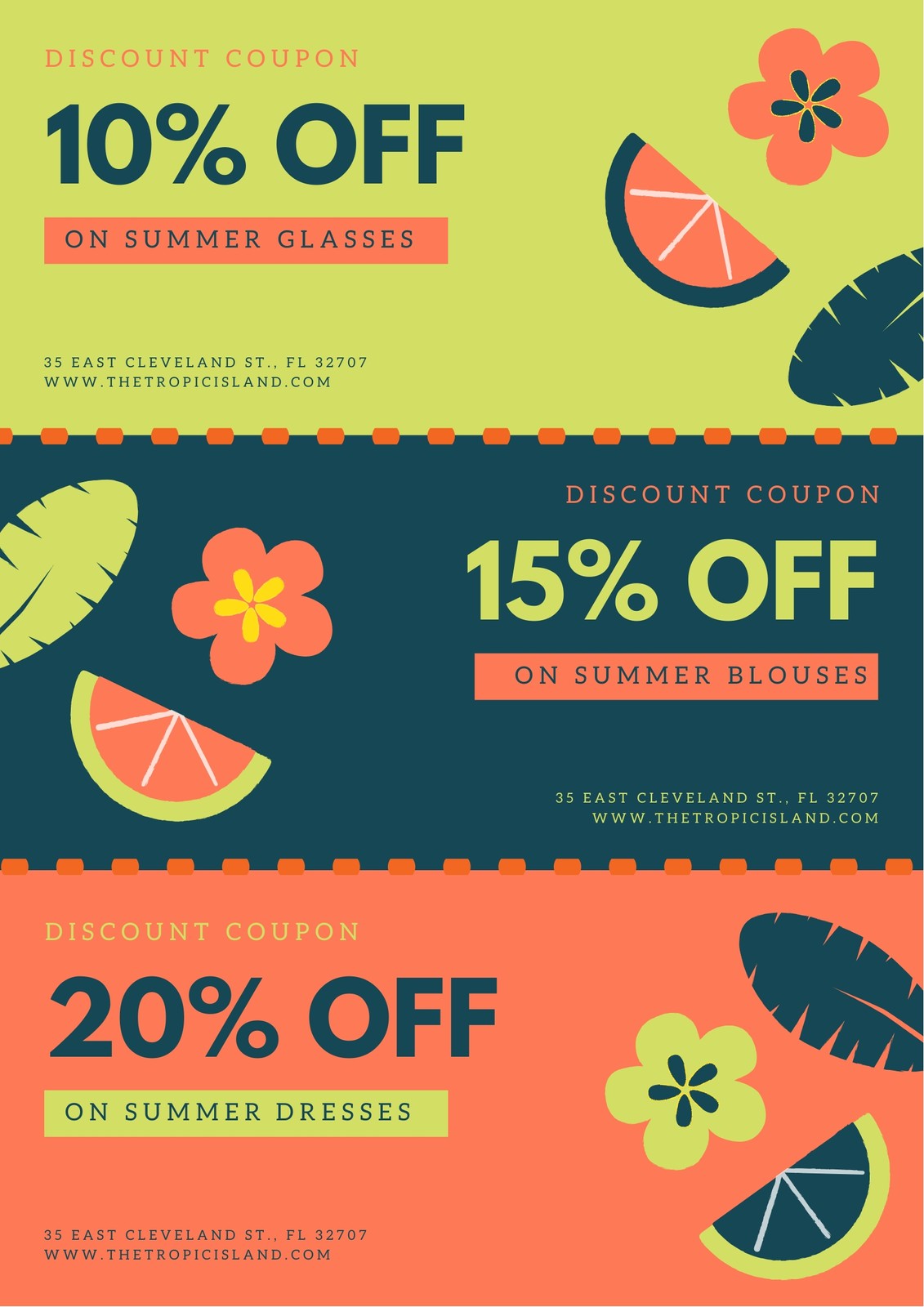 Orange Green Tropical Summer Seasonal Coupon Orange Green Tropical Summer Seasonal Coupon