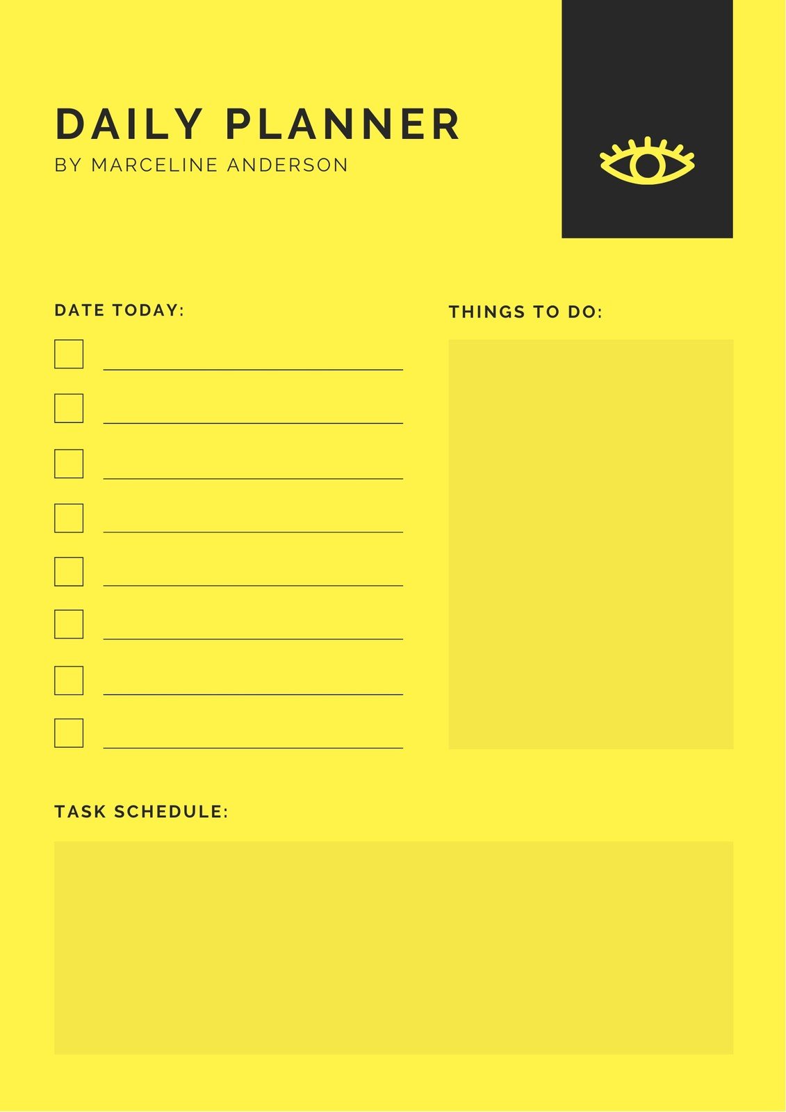 Yellow Minimalist Daily Planner Yellow Minimalist Daily Planner