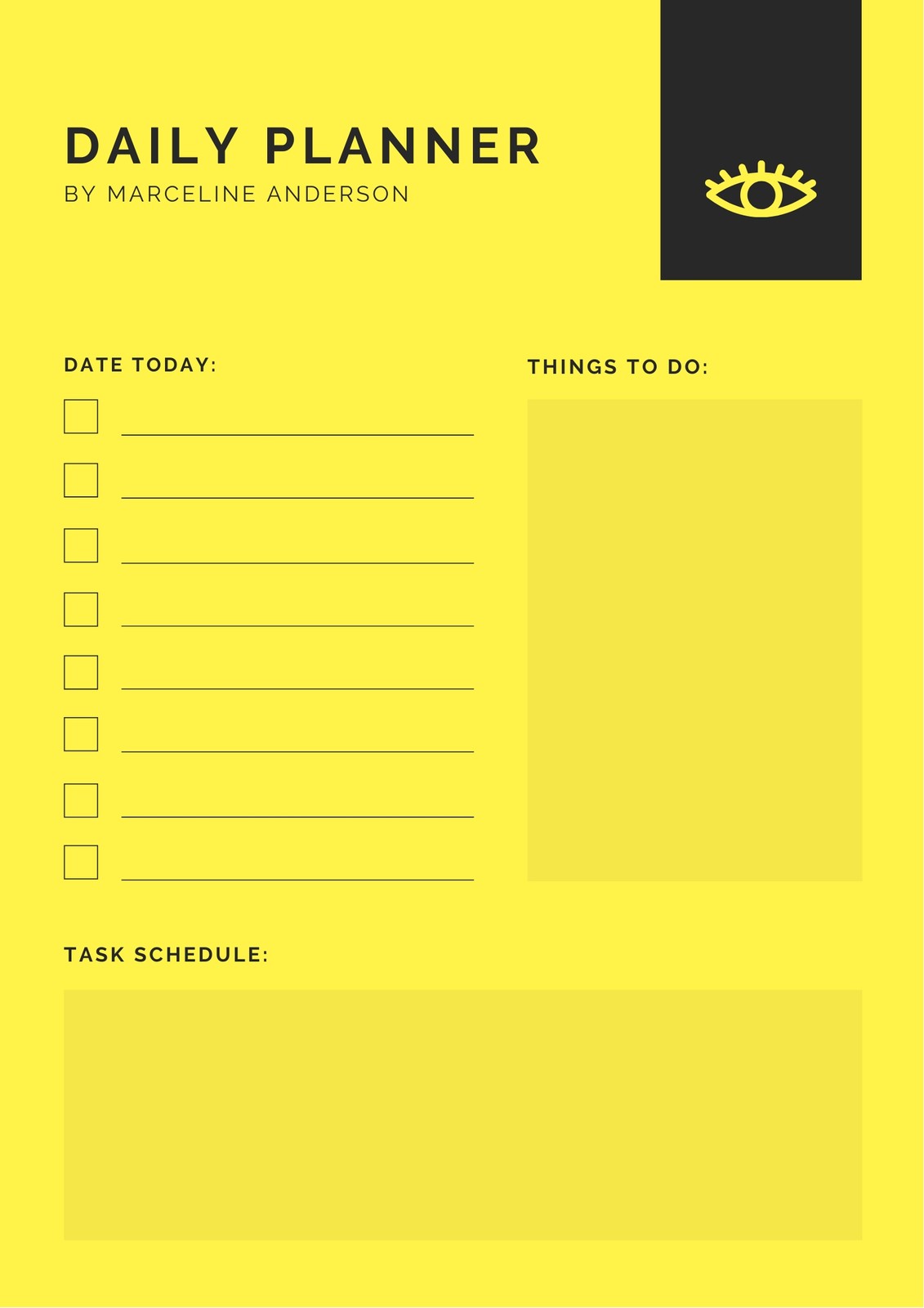 Yellow Minimalist Daily Planner Yellow Minimalist Daily Planner
