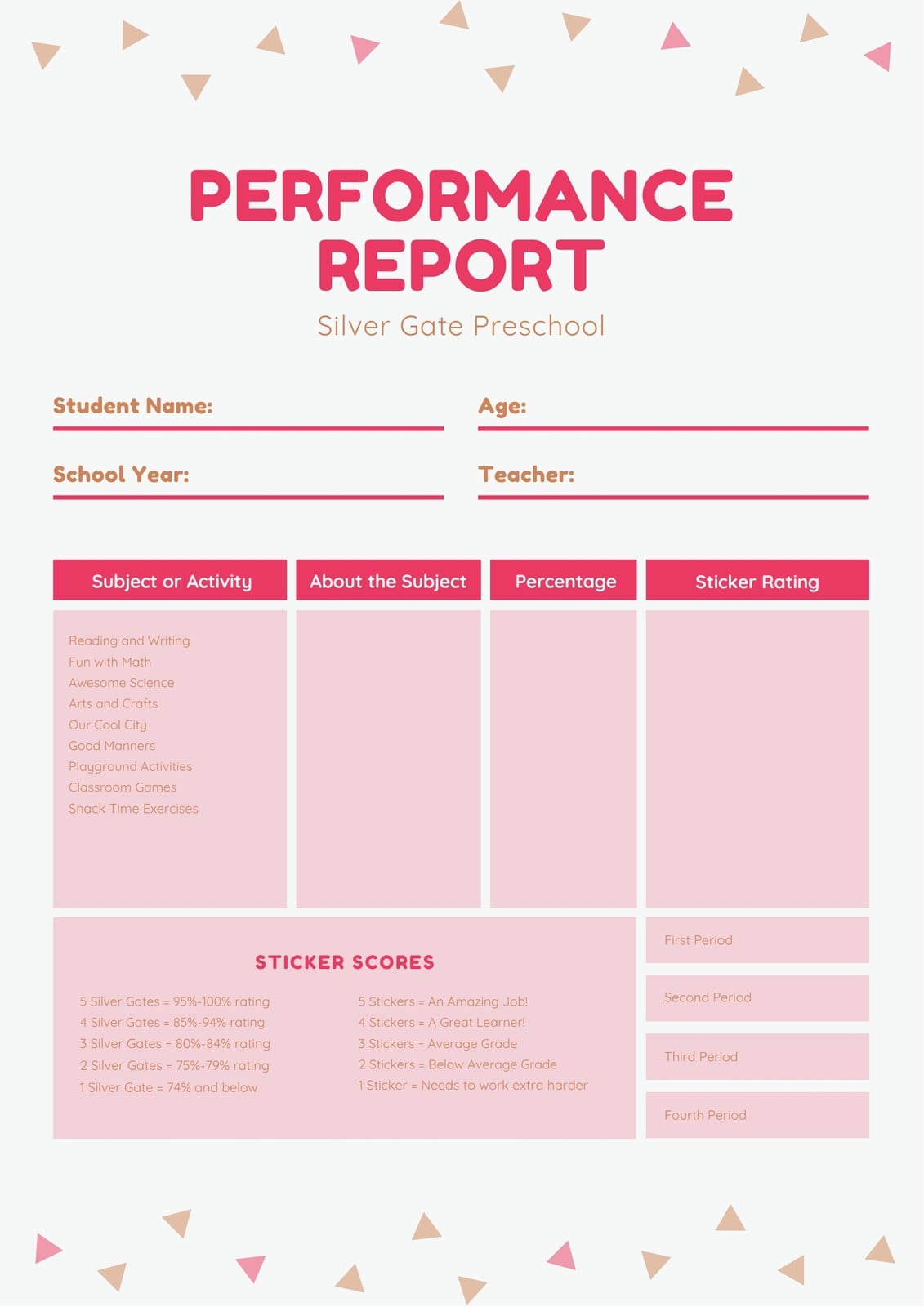Free custom printable preschool report card templates | Canva