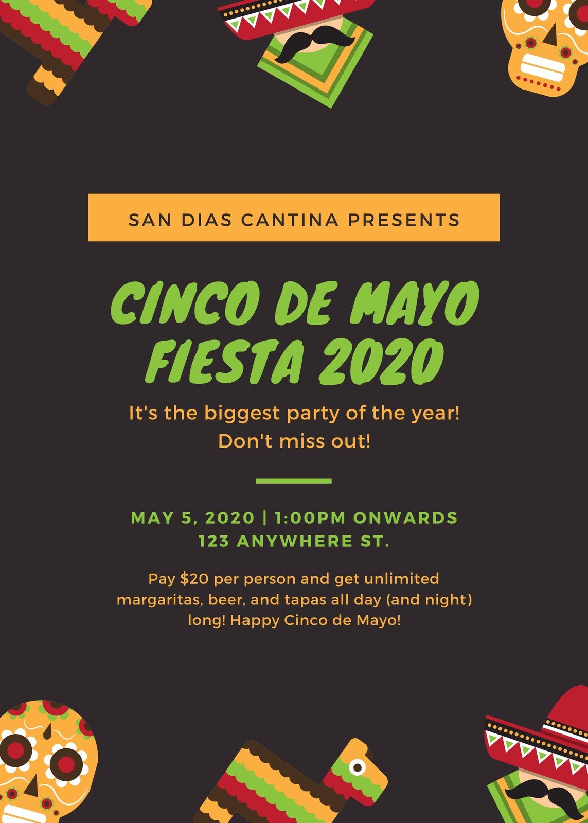 Orange and Green Fiesta Party Flyer