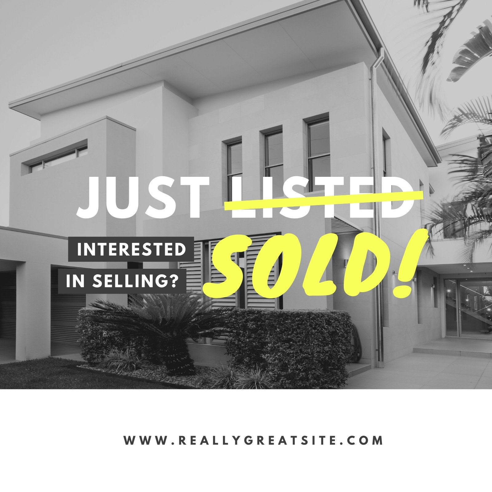 Monochromatic Just Sold Real Estate Social Media Graphic