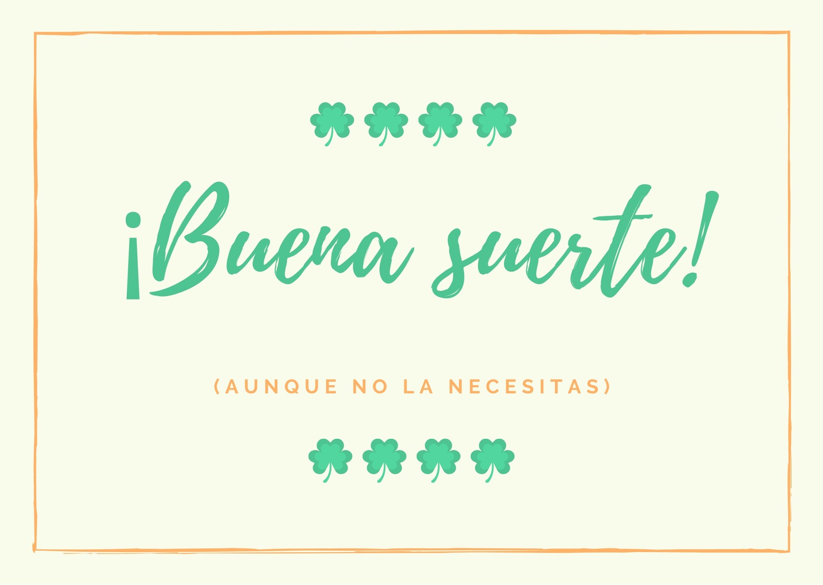 Crema Ícono Minimalista Buena Suerte Tarjeta Crema Ícono Minimalista Buena Suerte Tarjeta