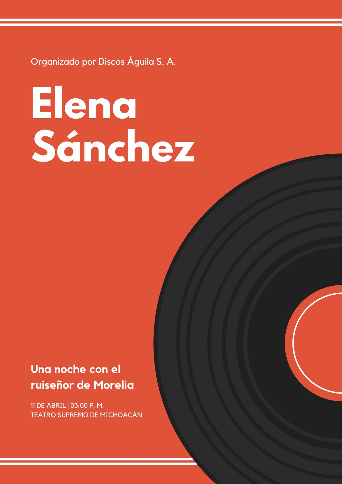 Naranja Música Vinilo Evento de Música Póster Naranja Música Vinilo Evento de Música Póster