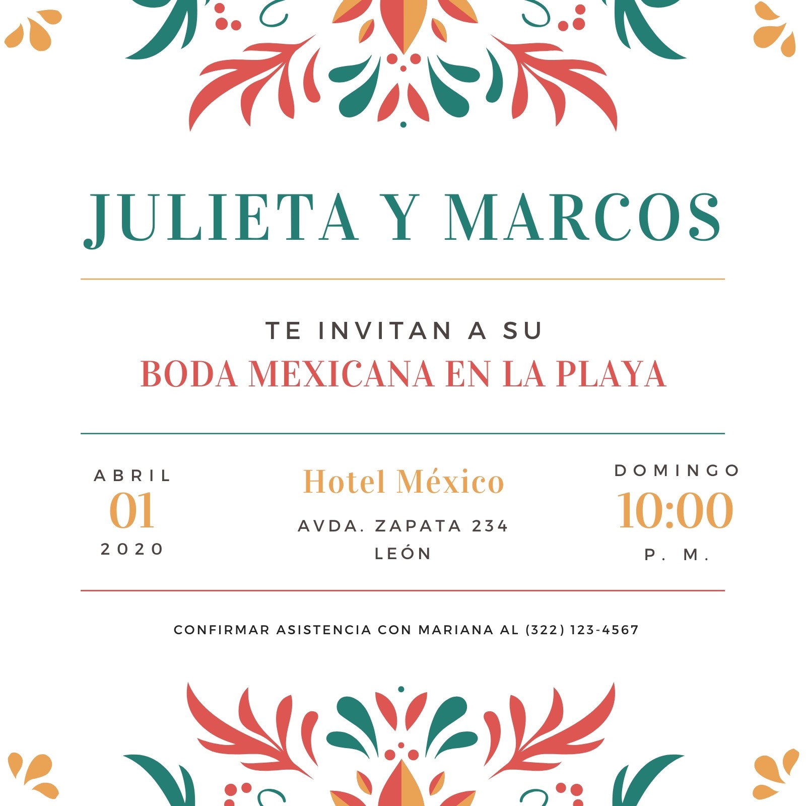 Colorido Patrón Floral Destino Boda Invitación Colorido Patrón Floral Destino Boda Invitación