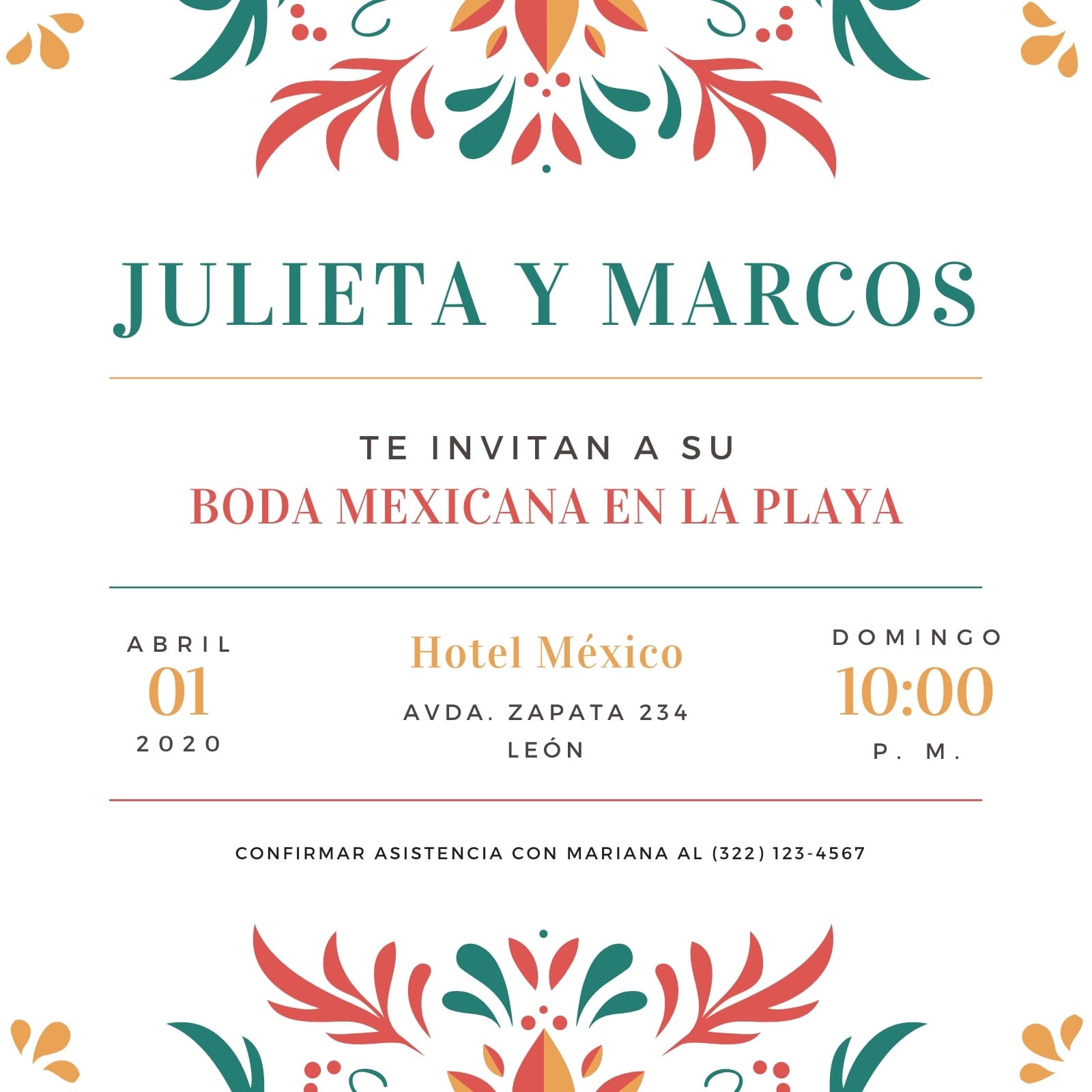Colorido Patrón Floral Destino Boda Invitación Colorido Patrón Floral Destino Boda Invitación
