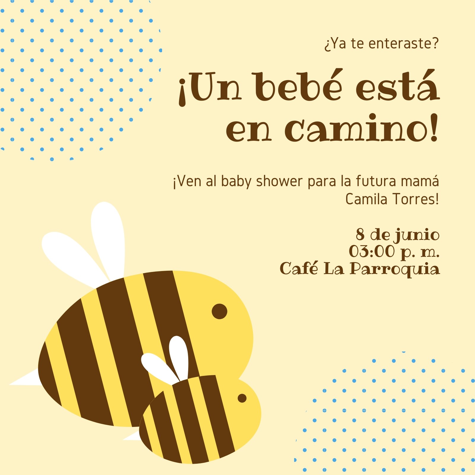 Amarillo Ilustrado Abeja Baby Shower Invitación