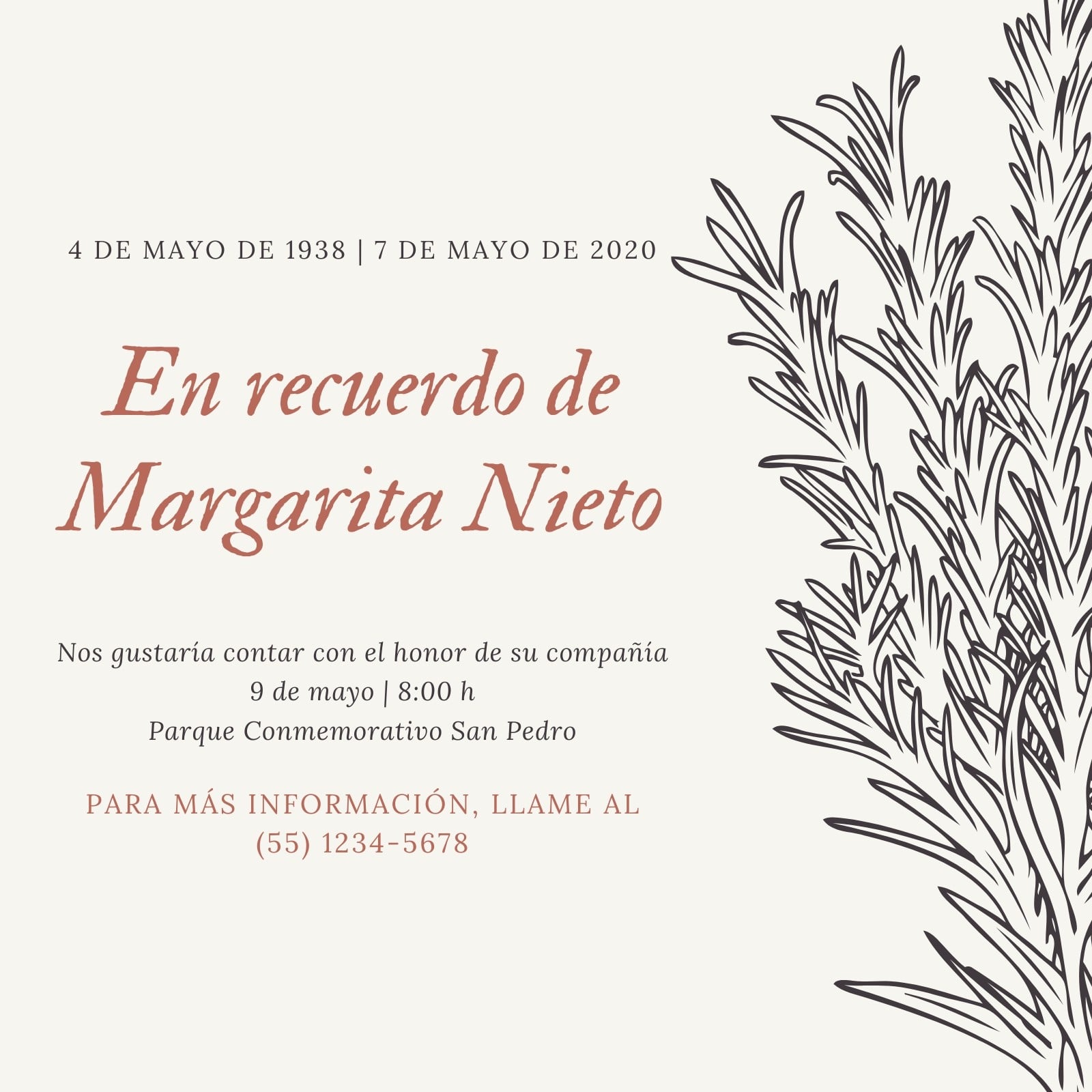 Vintage Floral Funeral Invitación Vintage Floral Funeral Invitación