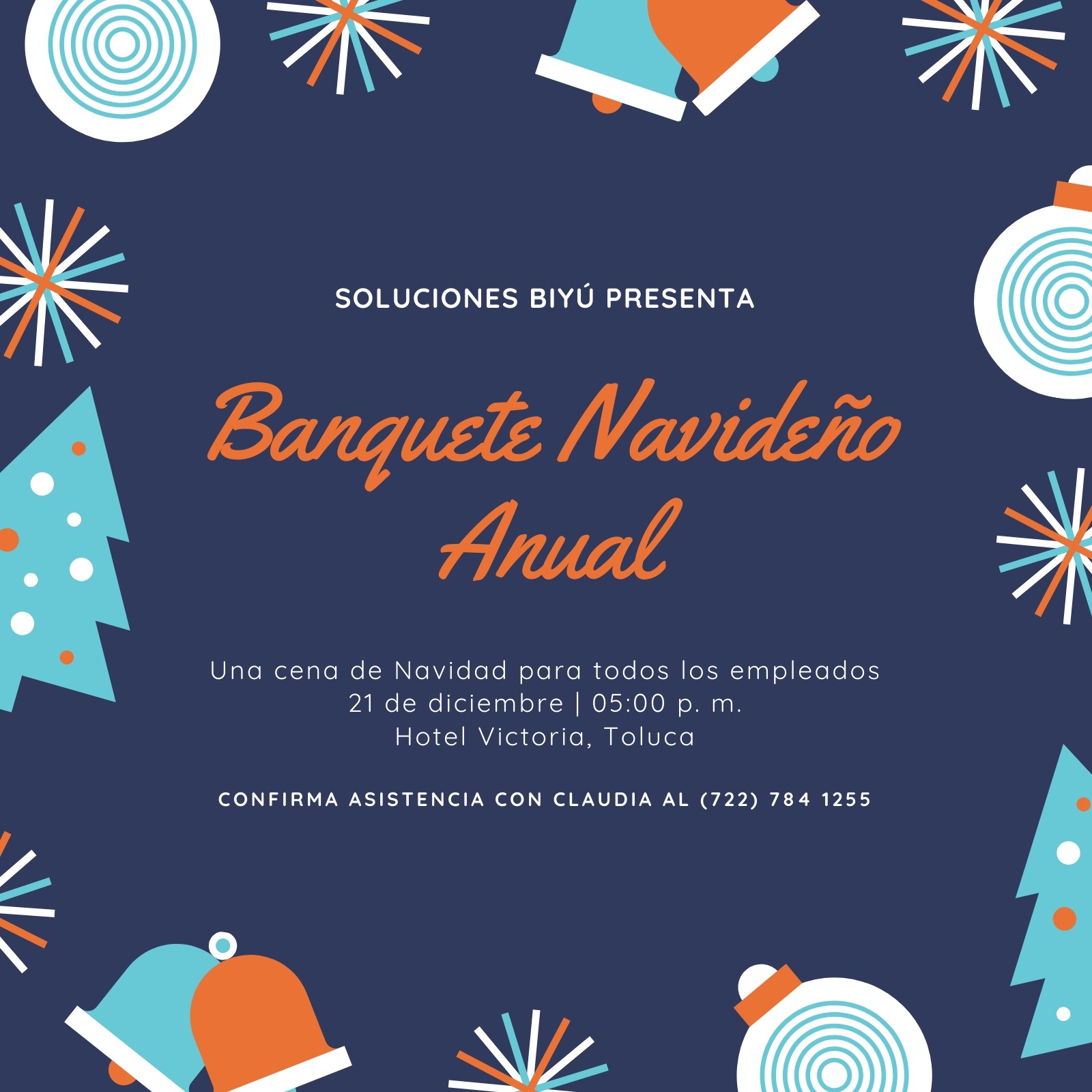 Azul Navidad Ilustración Banquete Invitación Azul Navidad Ilustración Banquete Invitación