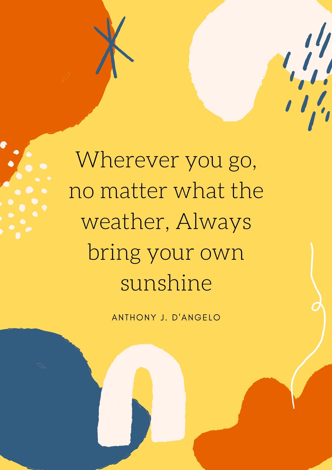 Yellow Abstract Shapes Playful Happiness Quote Poster