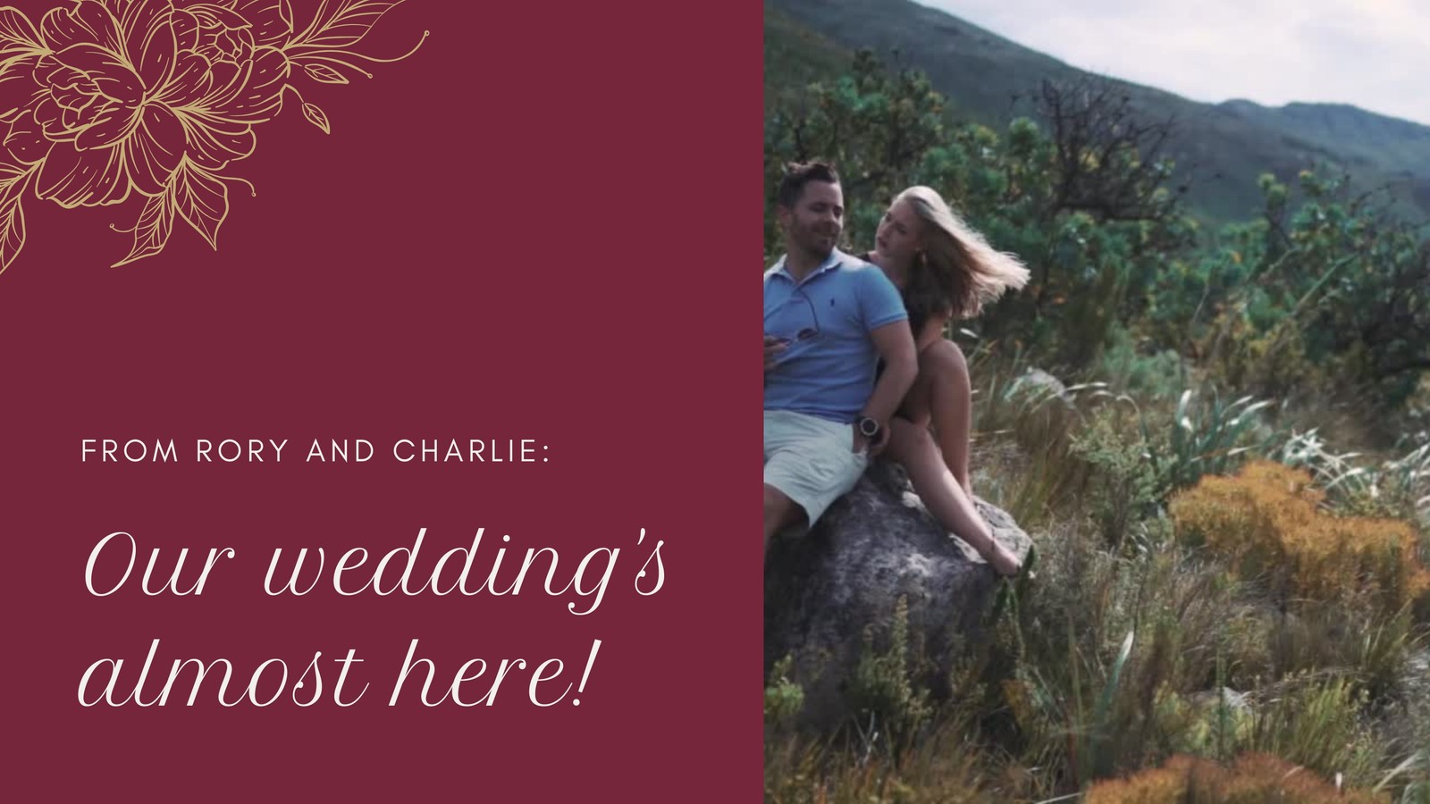 Maroon and Gold Wedding Save The Date Slideshow Video