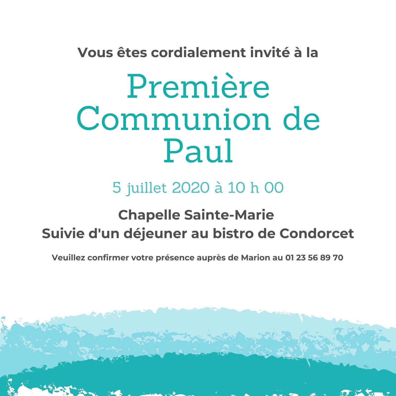 Bleu Garçon Première Communion Invitation Bleu Garçon Première Communion Invitation