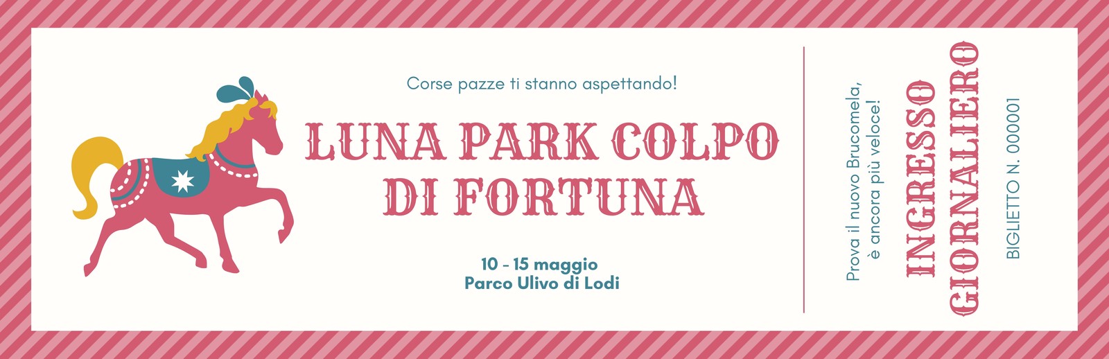 Rosso Bianco Grafico Luna Park Biglietto