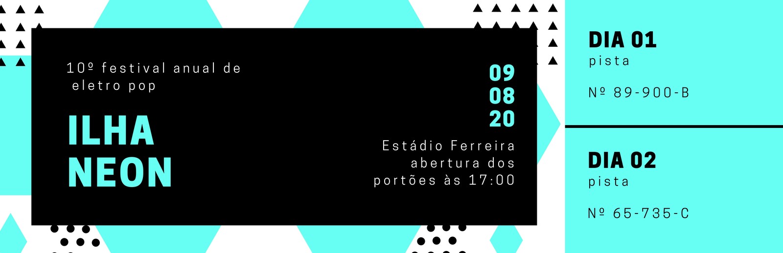 Turquesa Preto Divertido Neon Evento Ingresso Turquesa Preto Divertido Neon Evento Ingresso