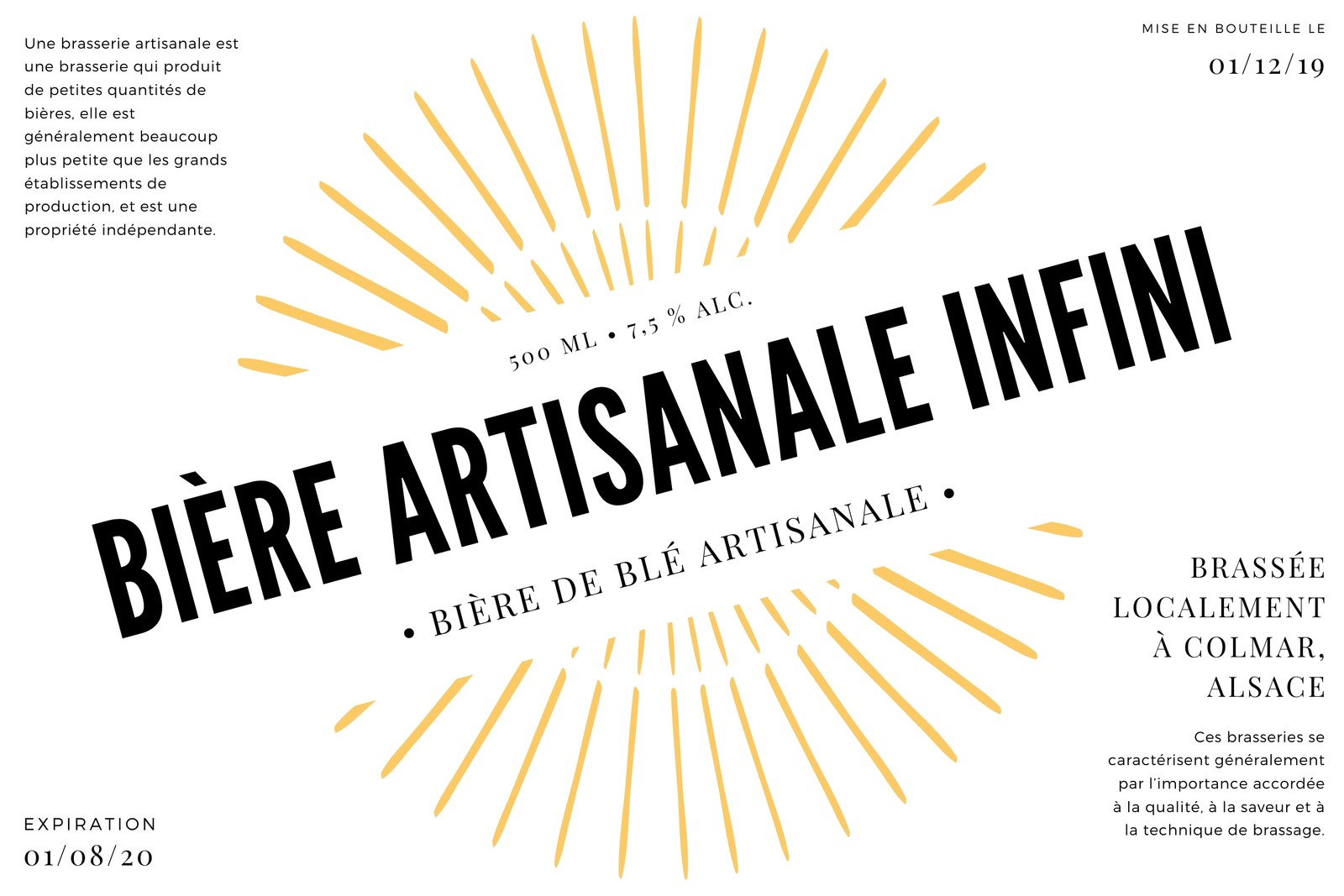 Éclatant Jaune Bière Étiquette Éclatant Jaune Bière Étiquette