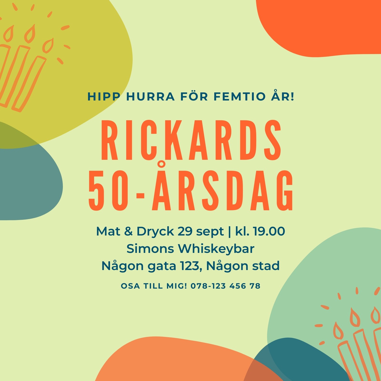 Färgglad Cirklar 50-årsdag Inbjudan Färgglad Cirklar 50-årsdag Inbjudan