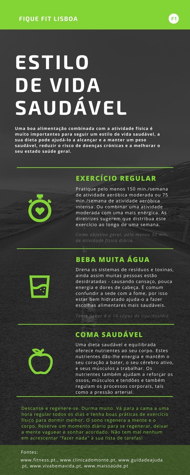 Infográfico de Seguir um estilo de vida saudável