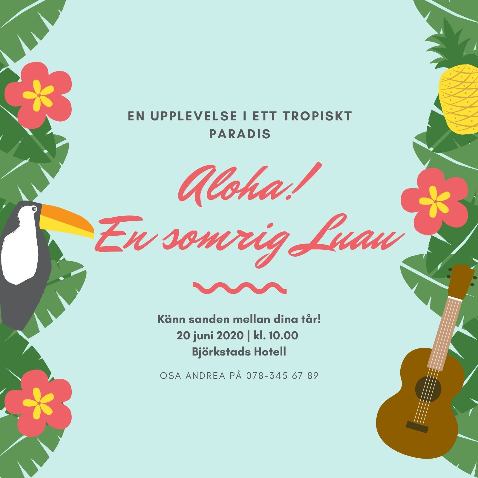 Färgglad Palmblad Tropisk Luau Inbjudan Färgglad Palmblad Tropisk Luau Inbjudan