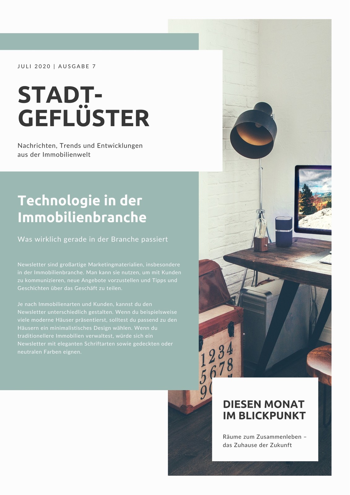 Blau und Cremefarben Immobilien Newsletter Blau und Cremefarben Immobilien Newsletter