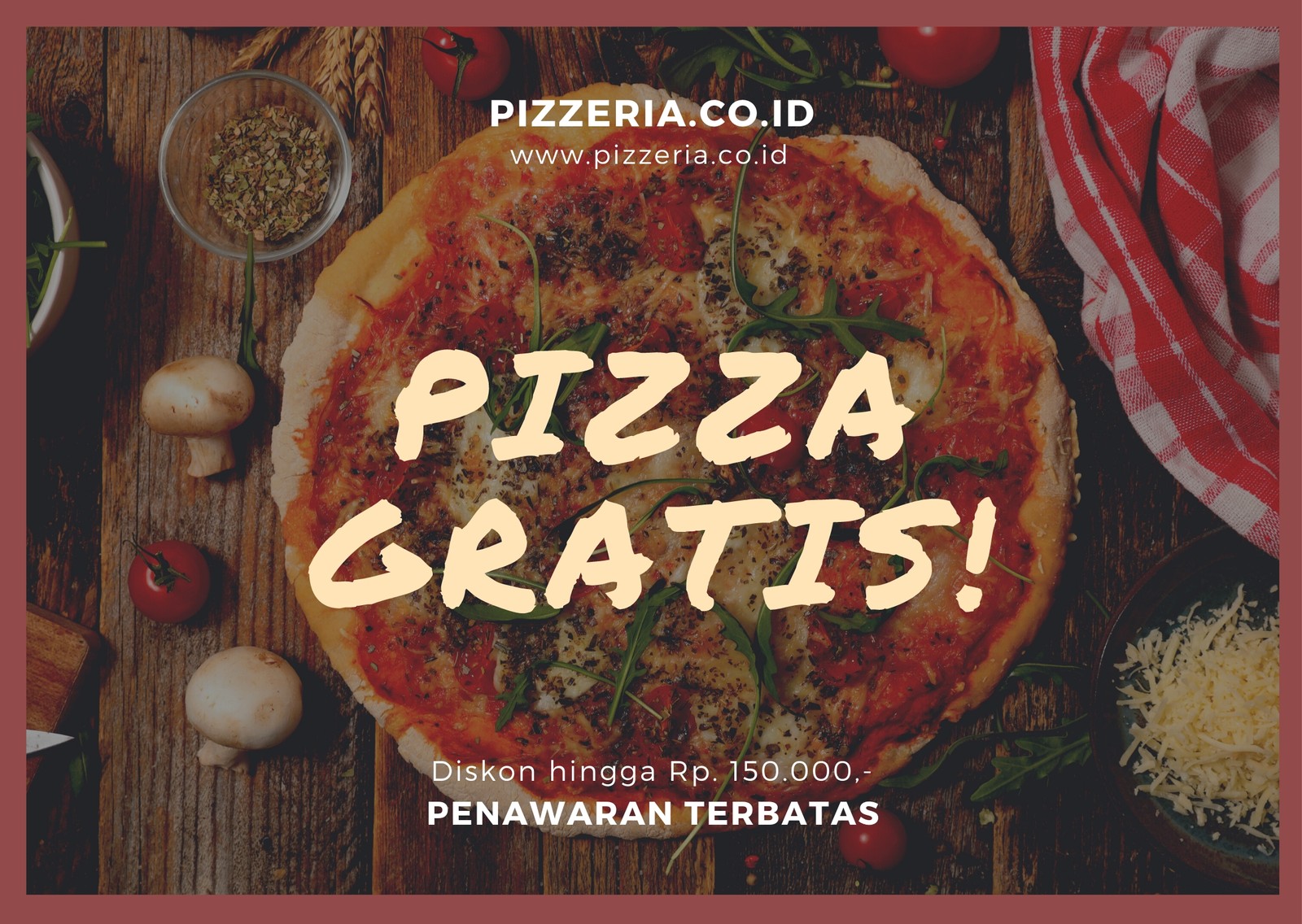 Merah Pizza Surat Langsung Kartu Pos Merah Pizza Surat Langsung Kartu Pos