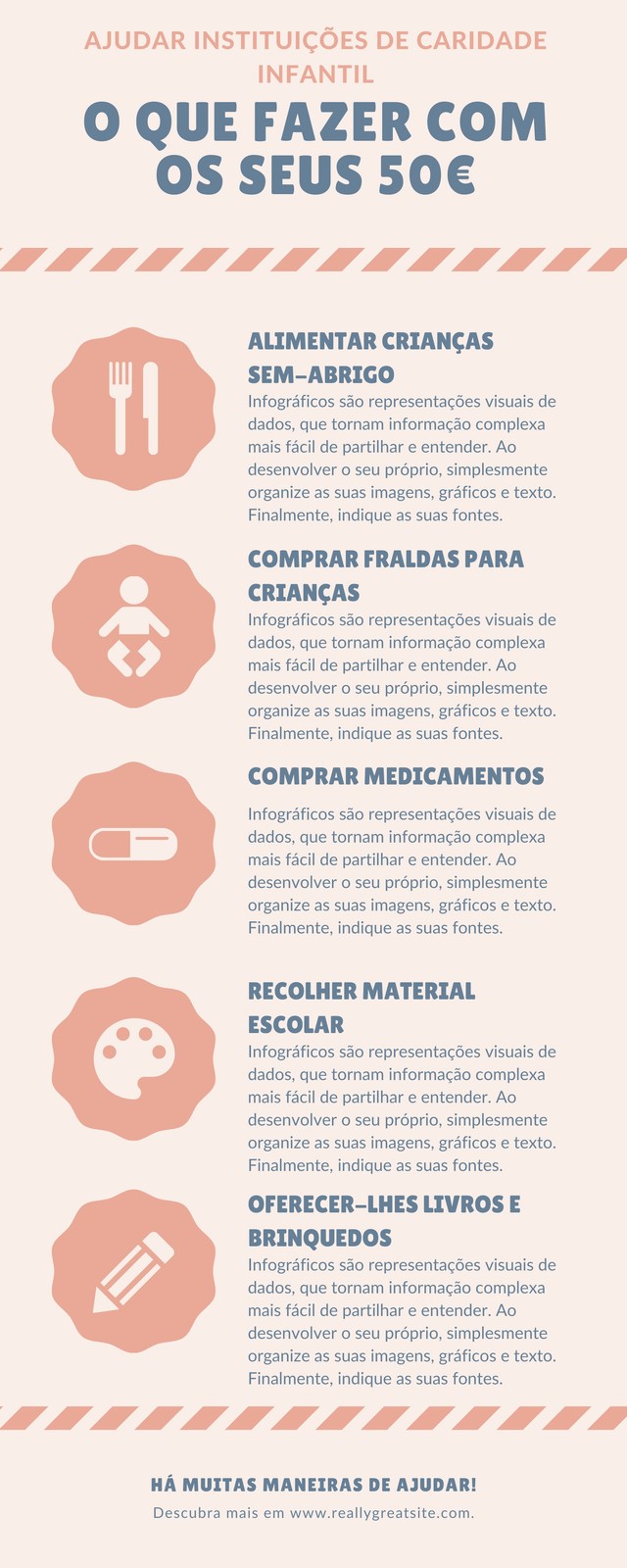 Infográfico de Caridade Infantil a Pêssego