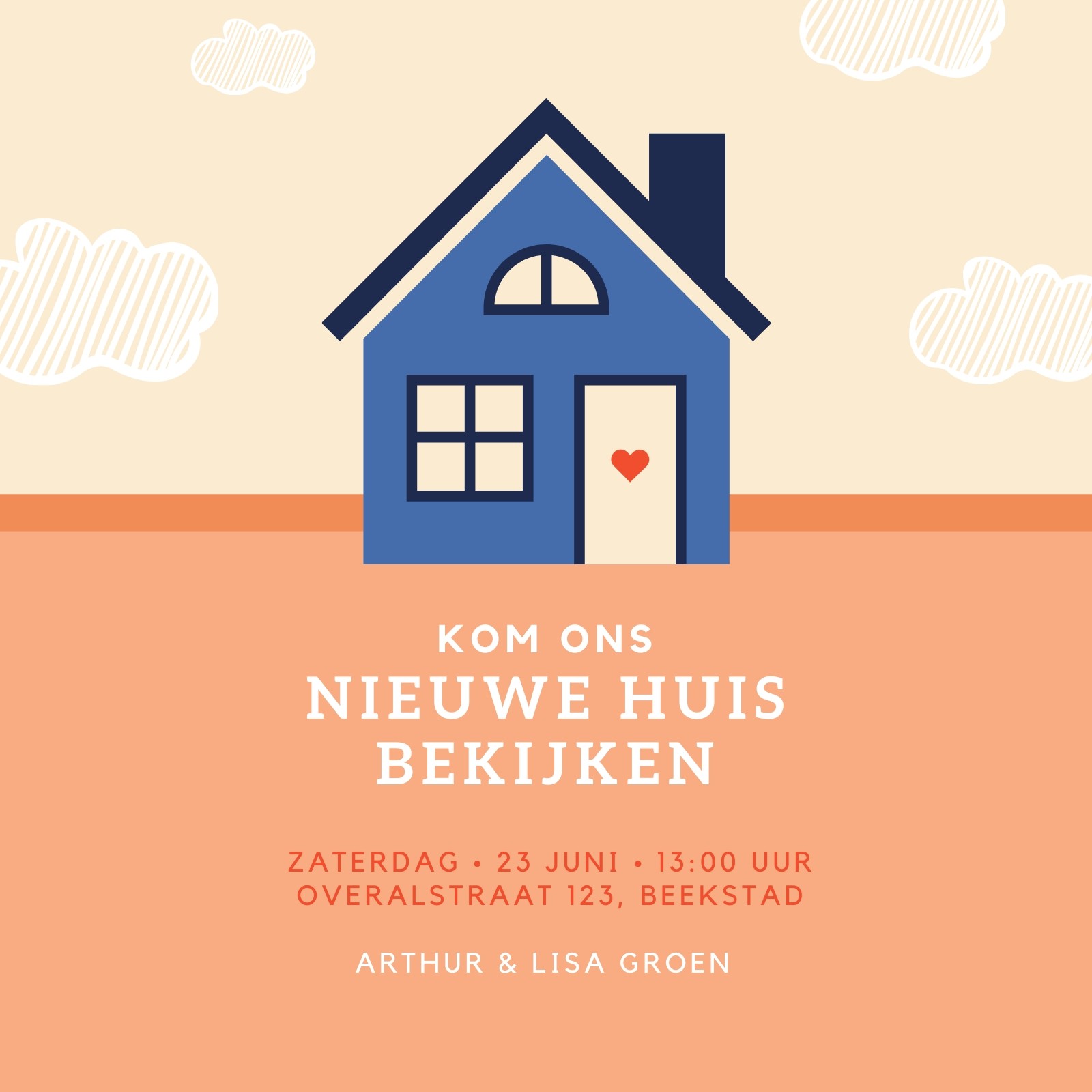 Blauw Huis Housewarming Uitnodiging Blauw Huis Housewarming Uitnodiging