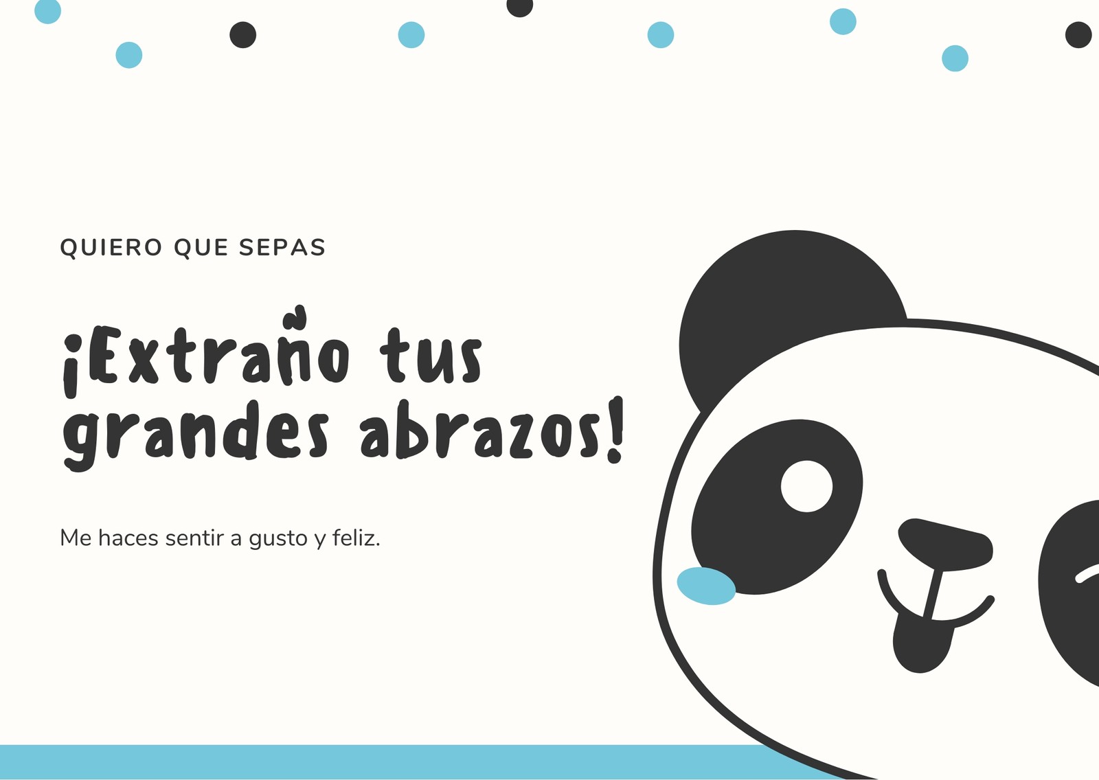 Azul Panda Divertida Postal