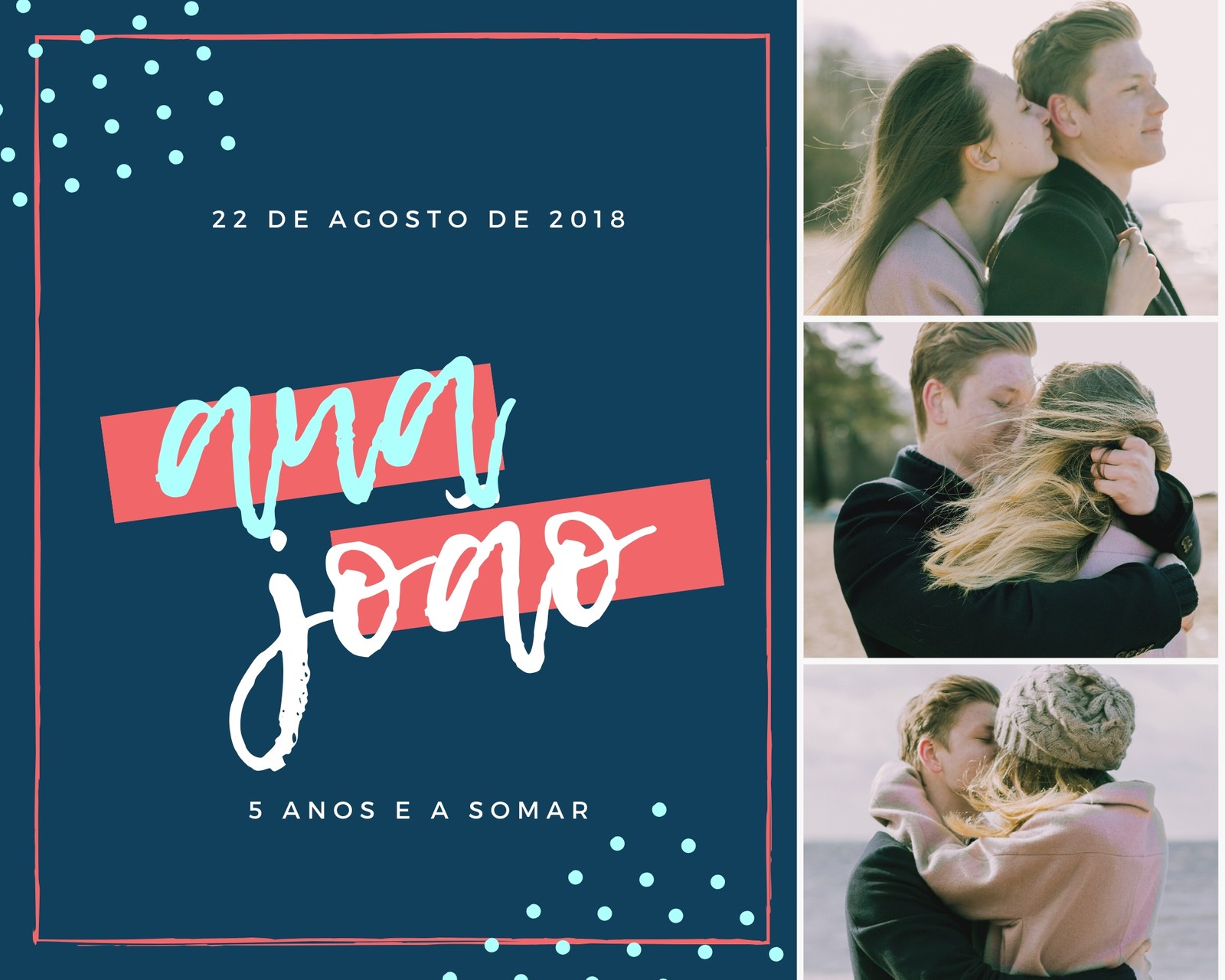 Colagem de Fotografia de Aniversário de Amor para Casal Colagem de Fotografia de Aniversário de Amor para Casal