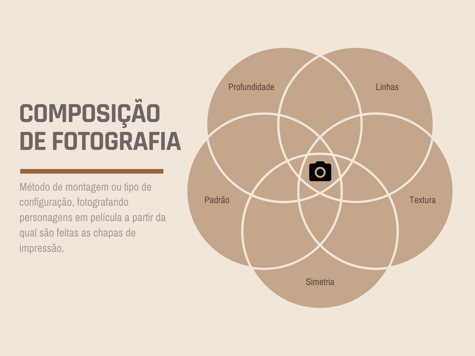 Composição de Fotografia em 5 círculos Diagrama de Venn