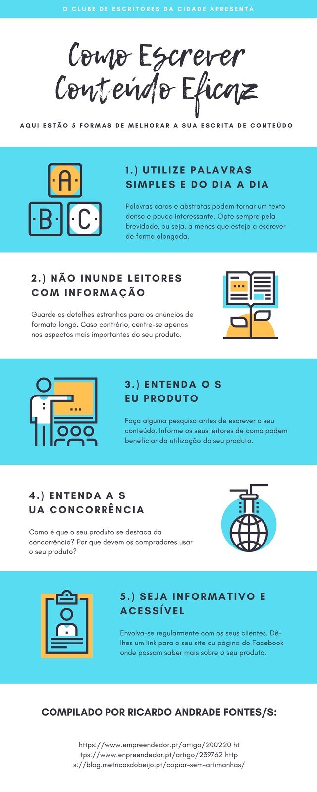 Infográfico a Turquesa com Ícones sobre Processo