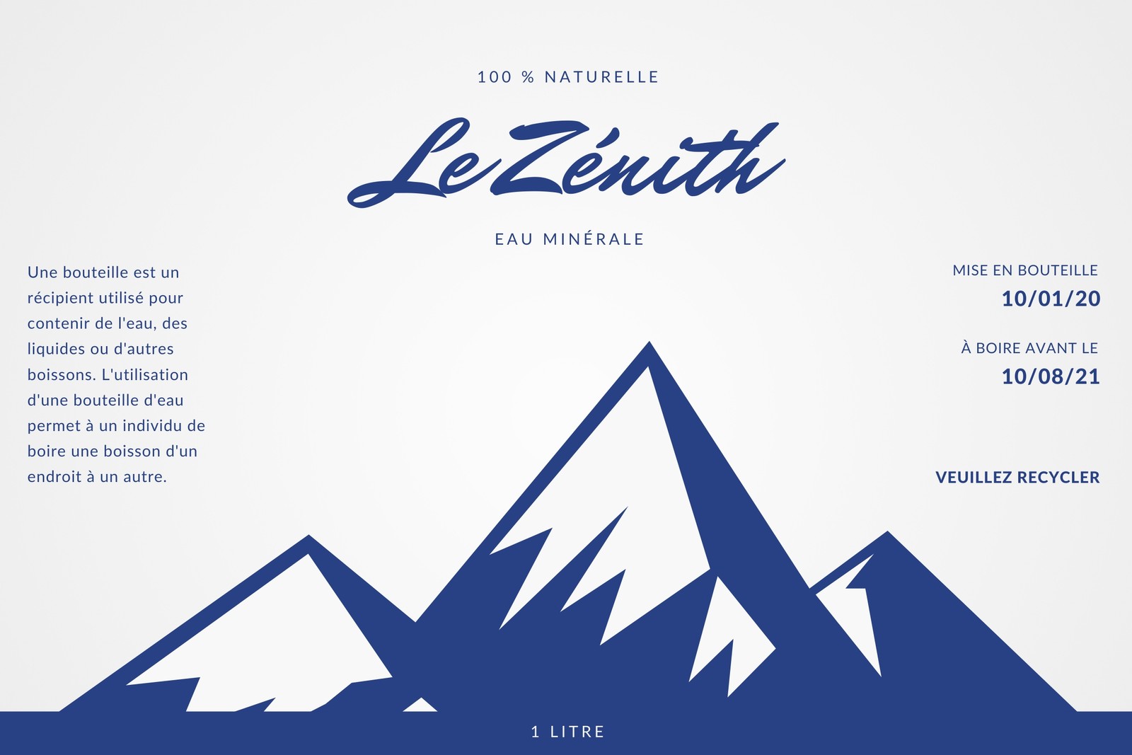 Bleu Montagnes Eau Bouteille Étiquette Bleu Montagnes Eau Bouteille Étiquette
